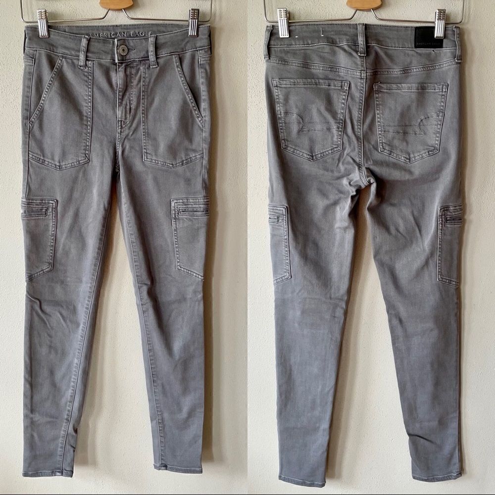 American Eagle Next Level Stretch Gray High Rise Jeggings - Size: 4 Regular